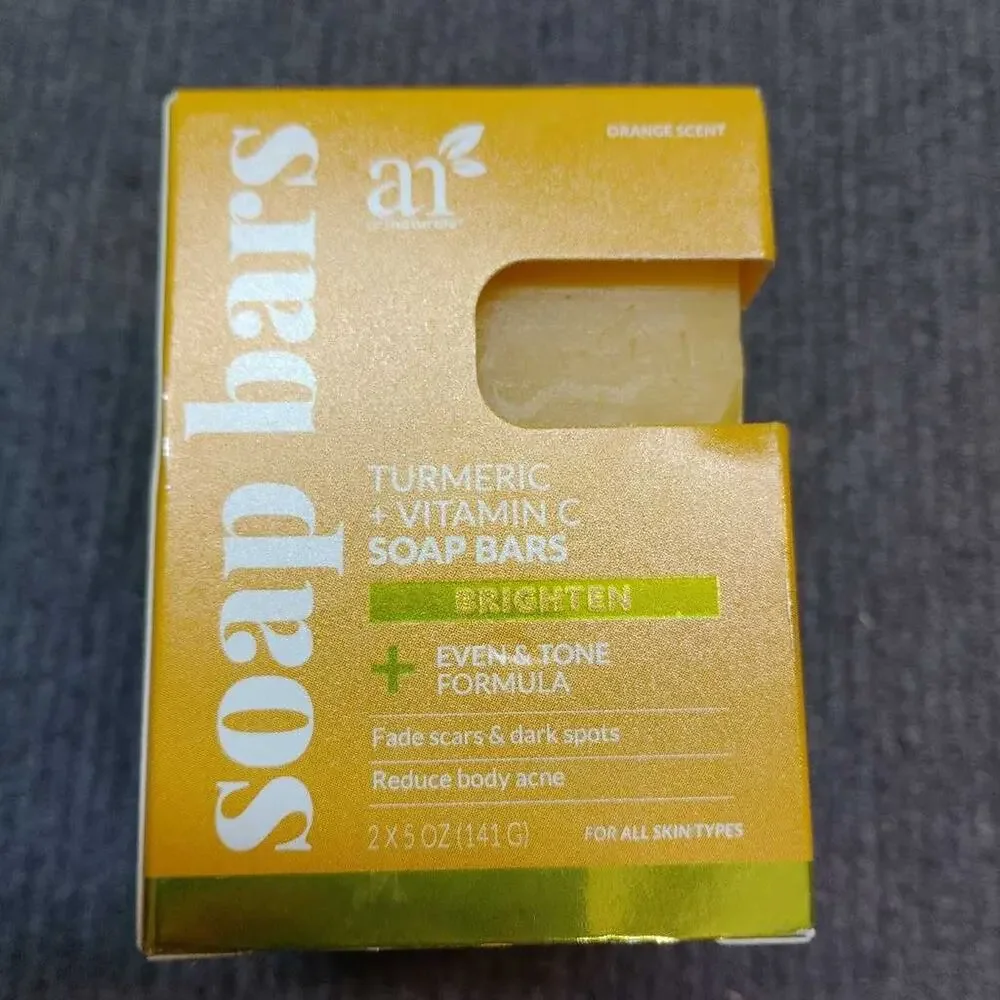 artnaturals Turmeric Vitamin C Soap Bars 2 Pack 5oz Brightening Vegan New